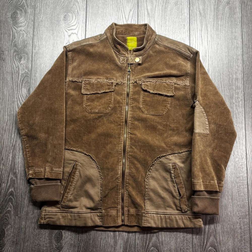 Vintage Pulp Corduroy Y2k Jacket Brown Medium Striped Soft
